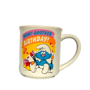 Vintage 80’s Smurfs Birthday Mug 1982 Made in Korea